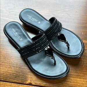 Nine West Black Beaded Women's Sandals Sz 7